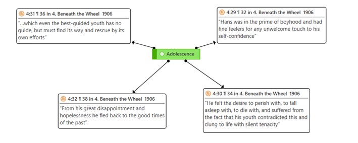 Figure 3 Example of code Adolescence in Beneath the Wheel